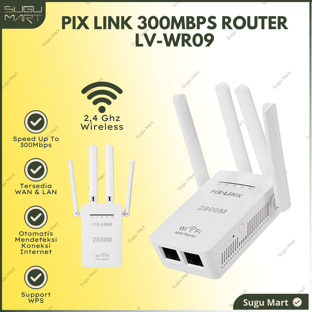 Pix Link Repeater 300 Mbps | Repeater Wifi Pix Link LV-WR09 | Pix Link Repeater 5G  | Penguat Sinyal