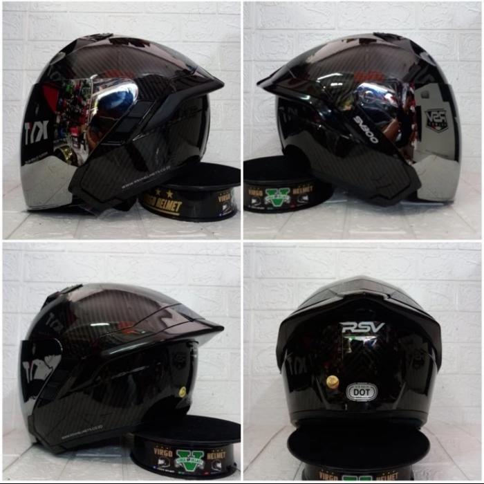 HELM RSV SV300 KARBON GRAPHIC DOUBLE VISOR PAKET GANTENG - PG CARBON V.SIL, M