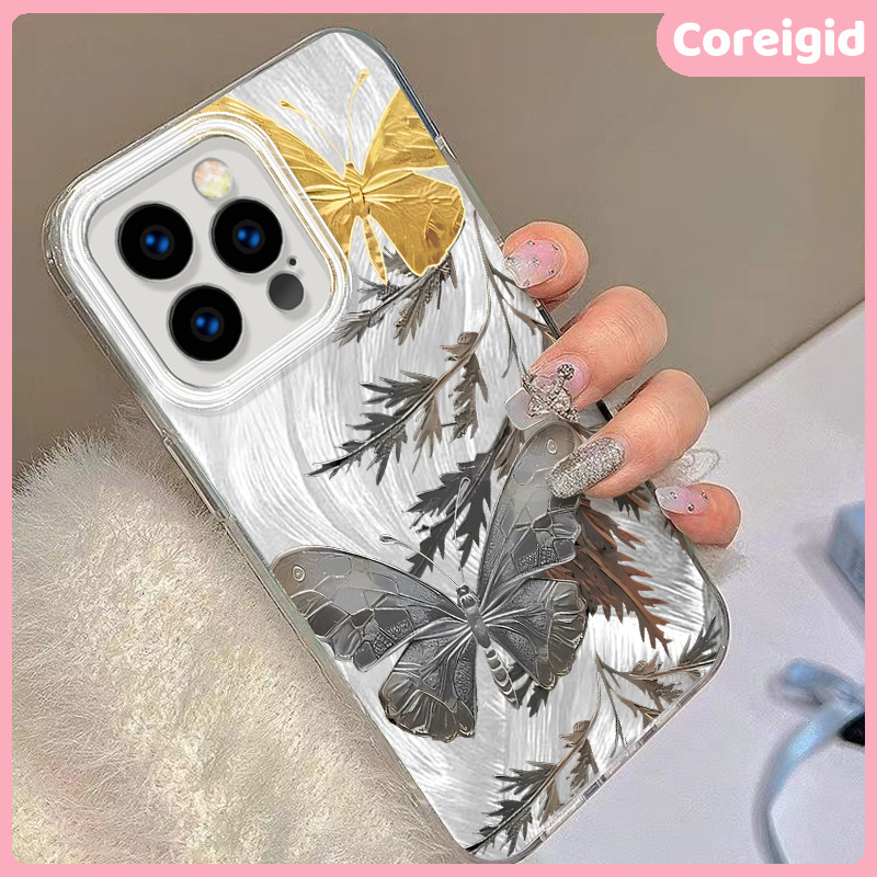 Case iphone 11 15 13 16 XR 12 Pro 14 pro max X 7 plus 8plus xs max 6 plus 11pro Kupu-kupu daun mati 