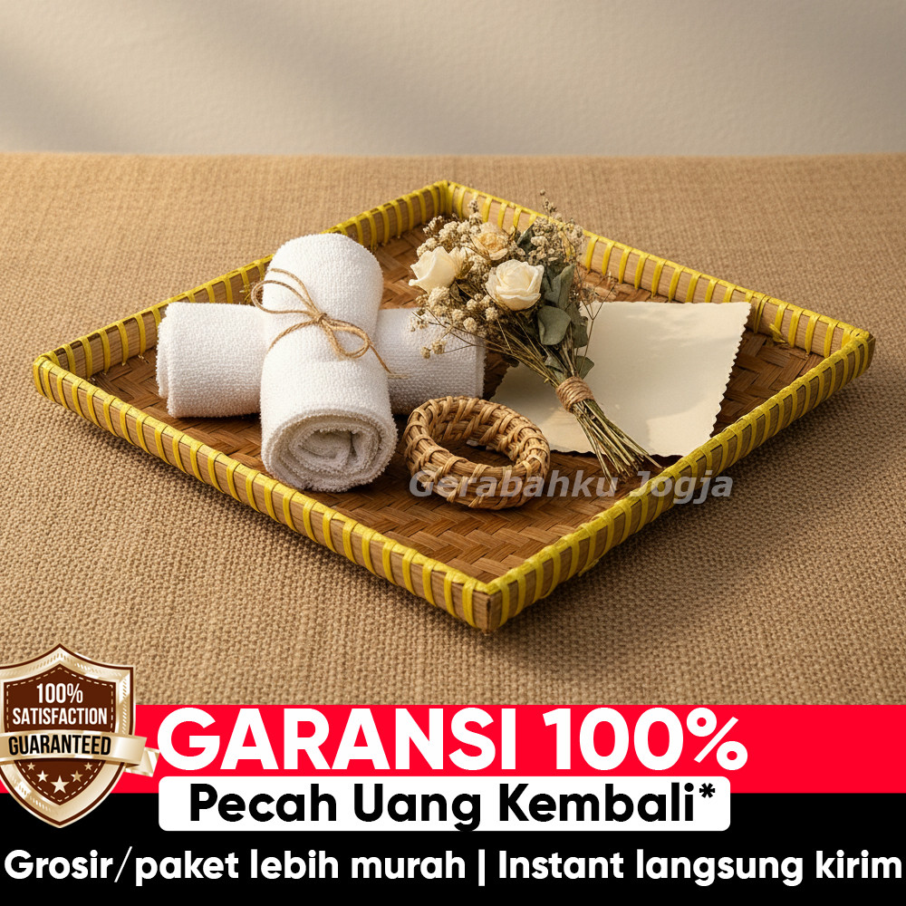 Gerabahku Jogja | Tambir Segi Empat Anyaman Bambu Finishing Omprong – Tampah Kotak Serbaguna Alas Sa