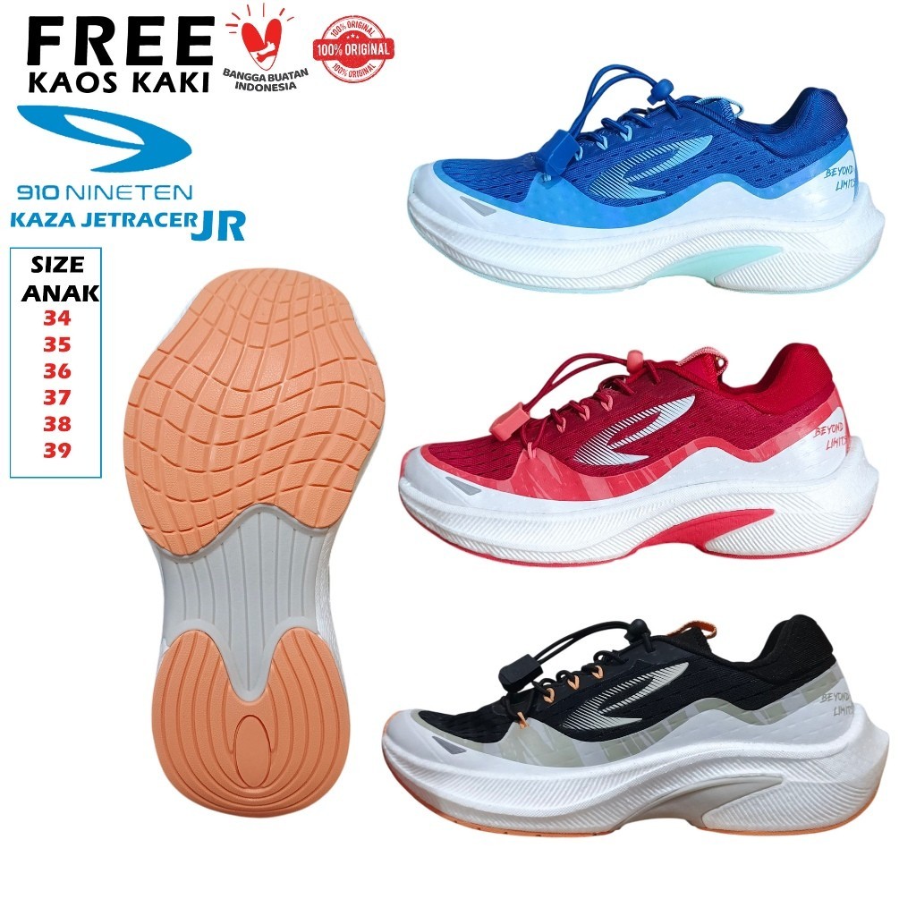 Sepatu Olahraga Lari Anak 910 Nineten Kaza Jetracer Sepatu Running Junior Anak merk 910 Nineten