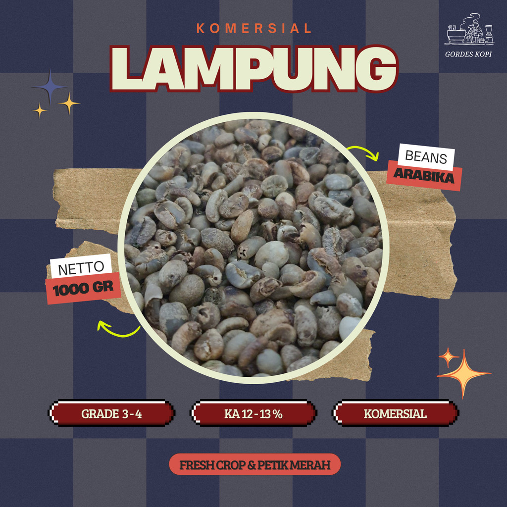 Green Bean Arabika komersial grade Lampung | Biji Kopi Mentah 1Kg