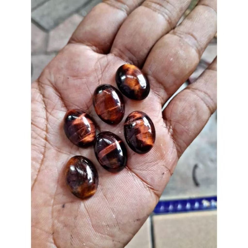 batu akik lepasan natural tiger eye merah bata  terbaik