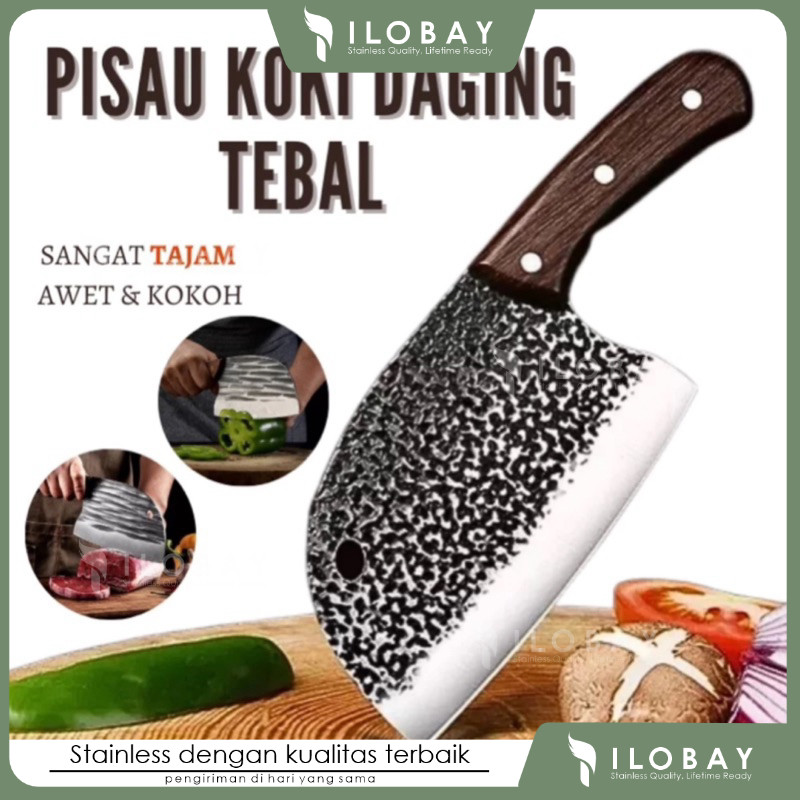 pisau golok daging super tajam / golok daging chef knife japanese [ ILOBAY ]