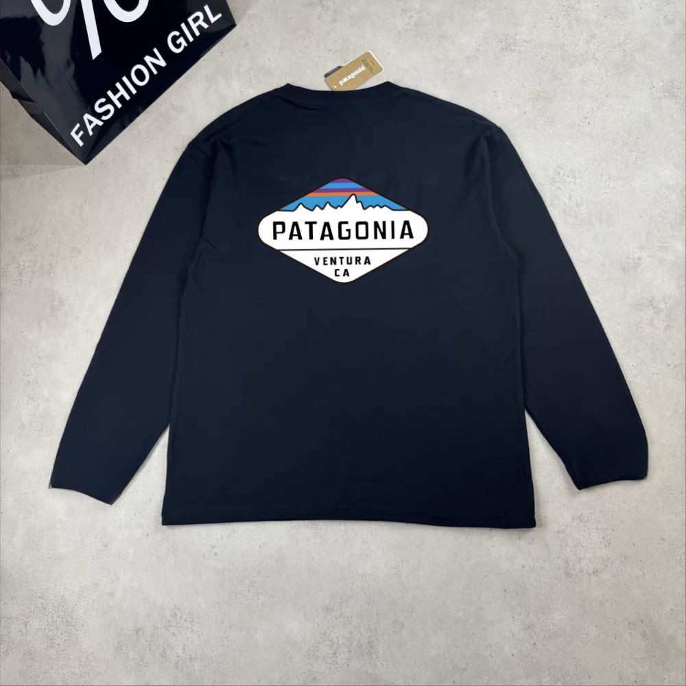 Patagonia Pure Cotton Round Neck Outdoor Long Sleeve Classic Printed T-Shirt Men Women Trendy New St