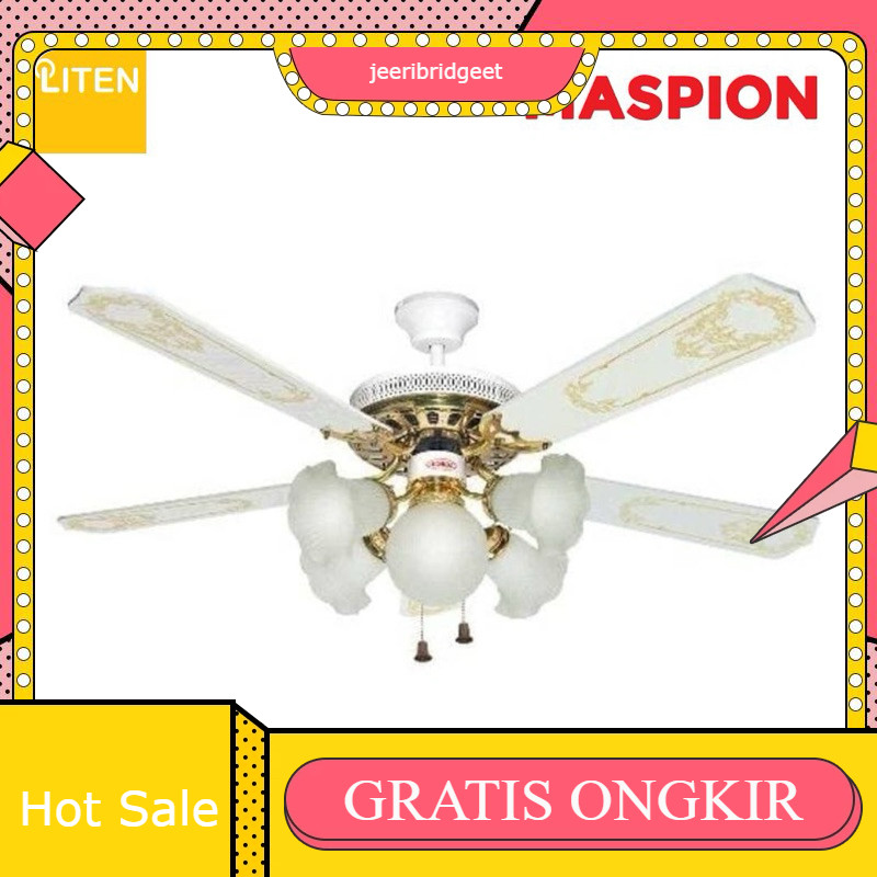 Kipas Angin Gantung 5 Lampu Maspion Uchida 52 Inch CF110 / MCF52205WH Putih Klasik