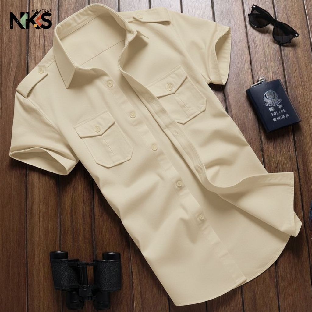 Kemeja Tactical Cream Lengan Pendek / Kemeja Tactical / Baju Tactical / Kemeja / Kemeja Pendek