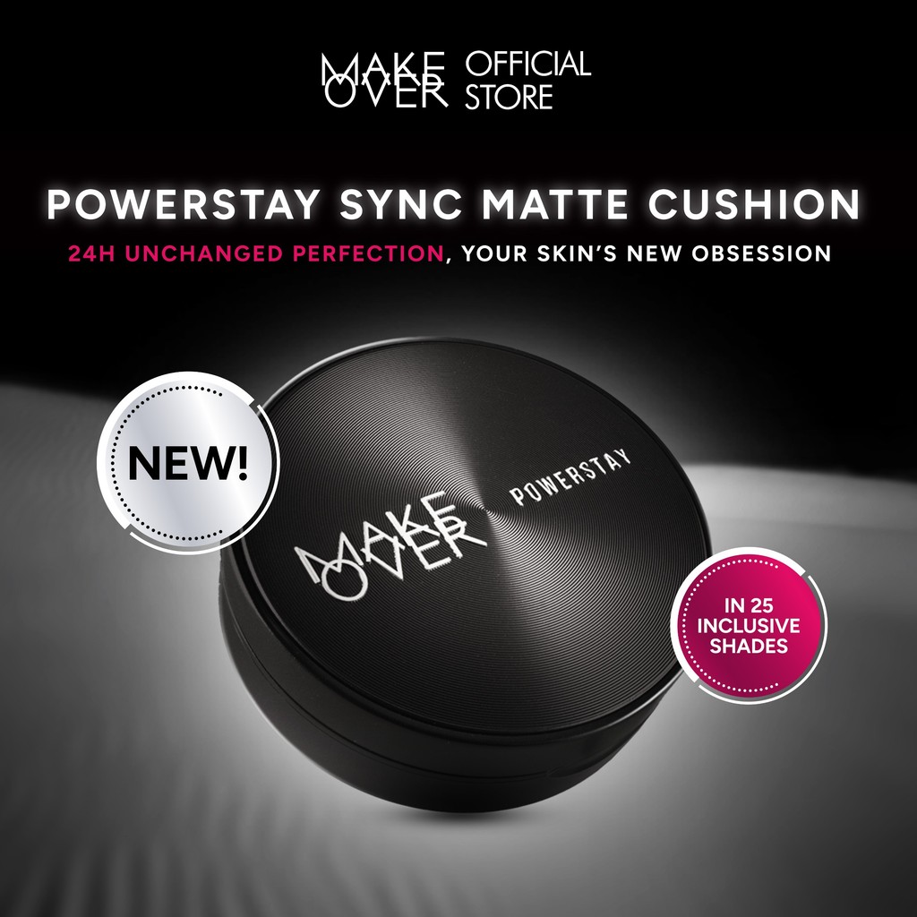 NEW MAKE OVER Powerstay Sync Matte Cushion - Smart AI Matte Cushion High Coverage Zero Oxidation Oil