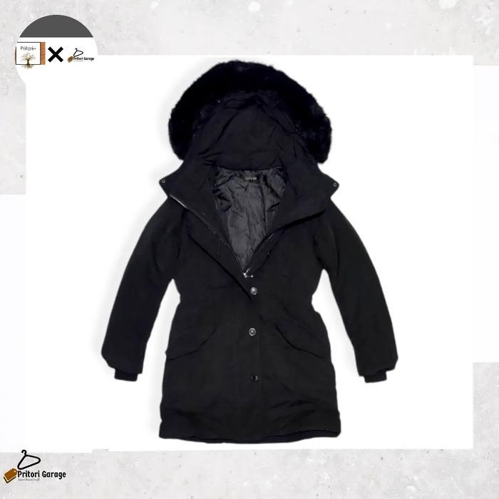 Parka Coat Puffer Animal Fur Hoodie Jacket Rienda Thermolite Black