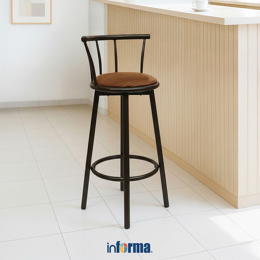 Informa Neo Mocha Kursi Bar Fabric Bar Stool Kursi Kafe Bartending Furniture Ruang Makan
