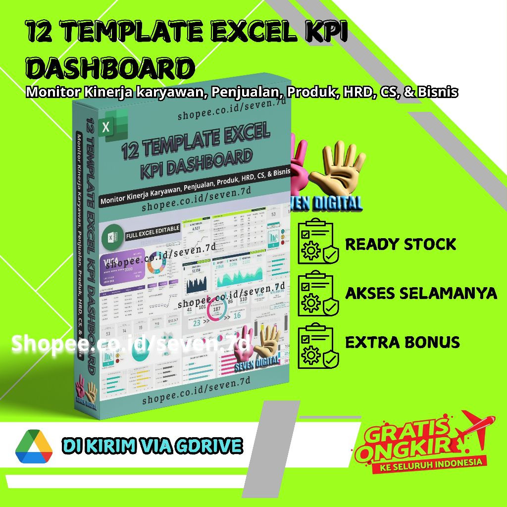 12 Template Excel KPI Dashboard - Monitor Kinerja Karyawan, Penjualan, Produk, HRD, CS dan Bisnis at