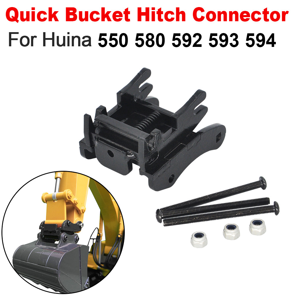 For Huina Quick Hitch Bucket Metal Black Connector Upgrade HUINA 1593 1594 1550 1580 1592 RC Excavat