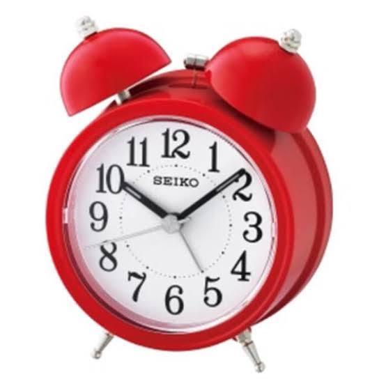 JAM MEJA CLOCK BEKER WEKER SEIKO QHK035 QHK 035 KRING RING ORIGINAL - RED QHK035R