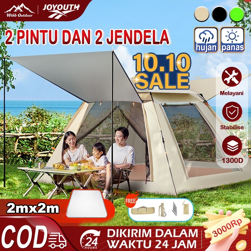 JOY Tenda Camping Lipat Portable Kapasitas 4-6 Orang tenda camping otomatis tenda Outdoor Waterproof