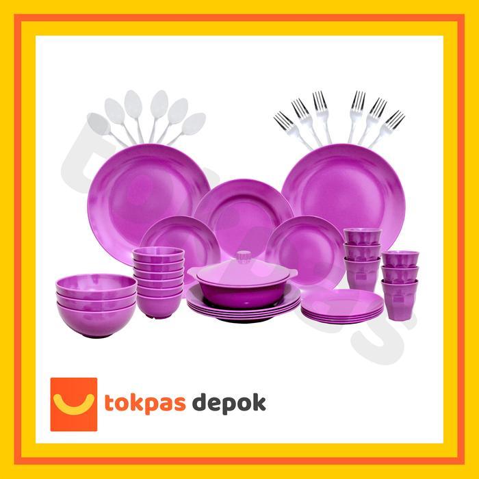 Alat Makan Murah Piring, Mangkok, Gelas SET 42 pcs Golden Dragon / GD Set 1 Melamine Food Grade Tabl