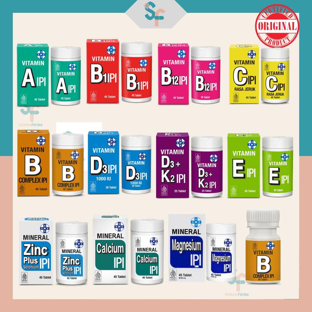 IPI Suplemen Multivitamin - [ Vitamin A, B1, B12, C, B Complex, D3, D3+K2, E, Zinc, Calcium, dan Mag