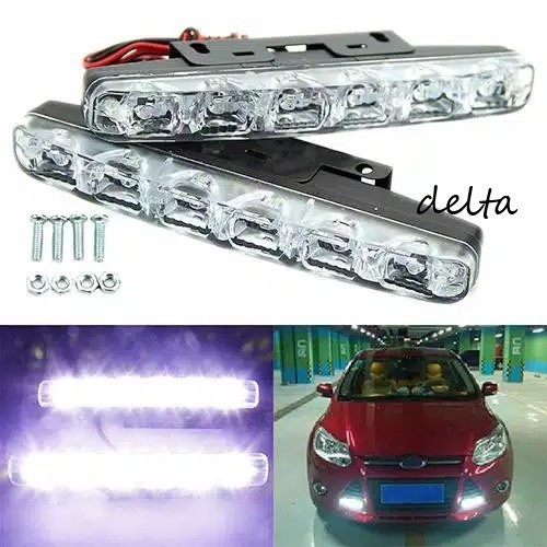 Lampu LED DRL 2pcs 6 SMD mobil universal anti air