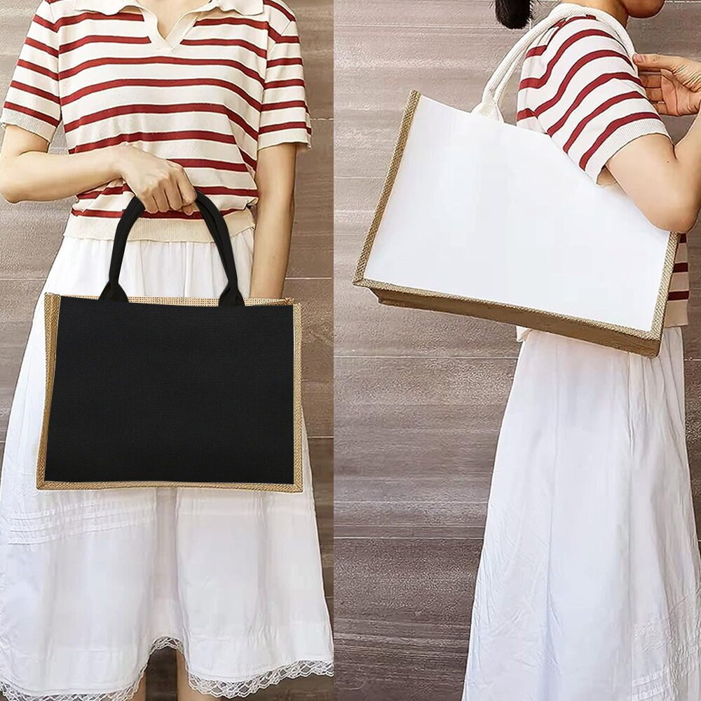 Jute Bag Handbag Linen Shoulder Bag Imitation Women Shopping Bags Tote Laminated Bags