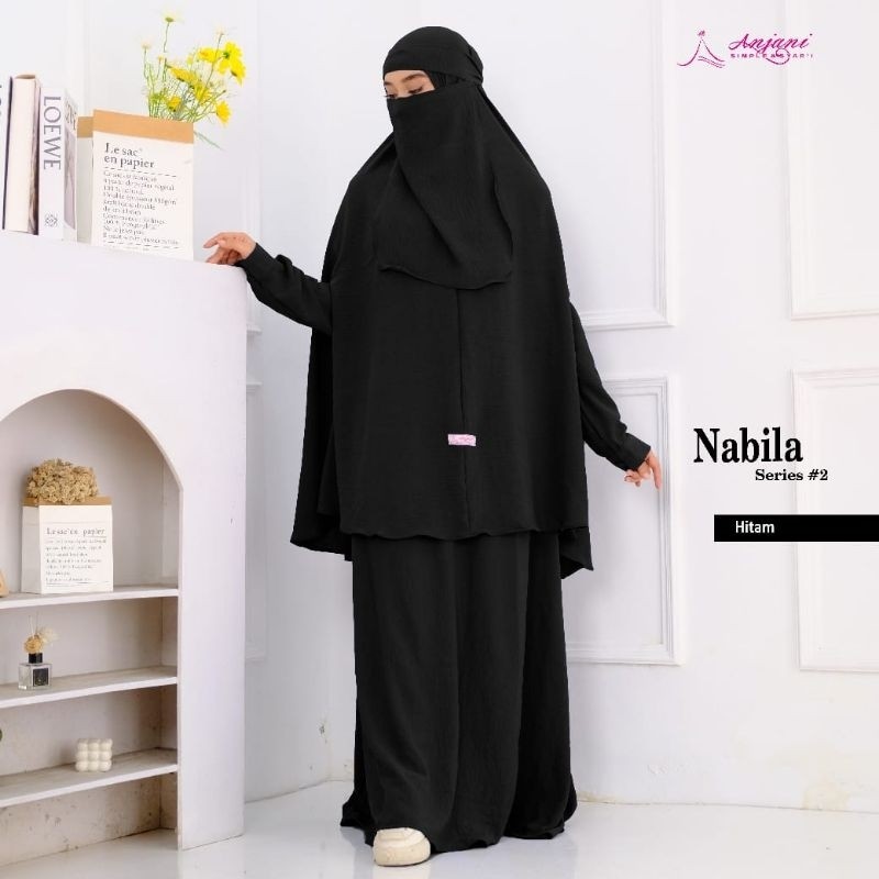Nabila Series 2 Gamis Syari Set Khimar Crinkle Air Flow Premium