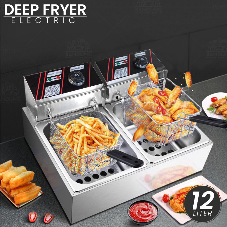 Deep Fryer Electric Double/ Penggorengan Listrik DuaTable Kapasitas Besar Multifungsi