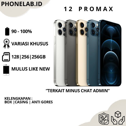 iphone 12pro/12promax second inter bisa game/live/video 256gb 128gb original fullset mulus wifi only