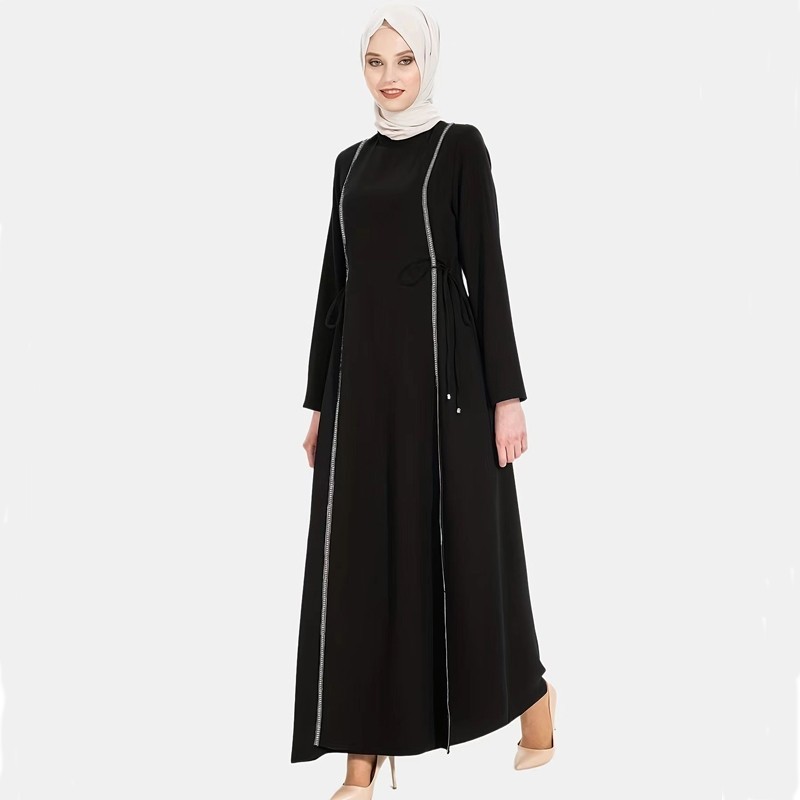 GDTIMA Abaya Hitam Mewah Elegan Gamis Hitam Polos Wanita Premium Gamis Terbaru