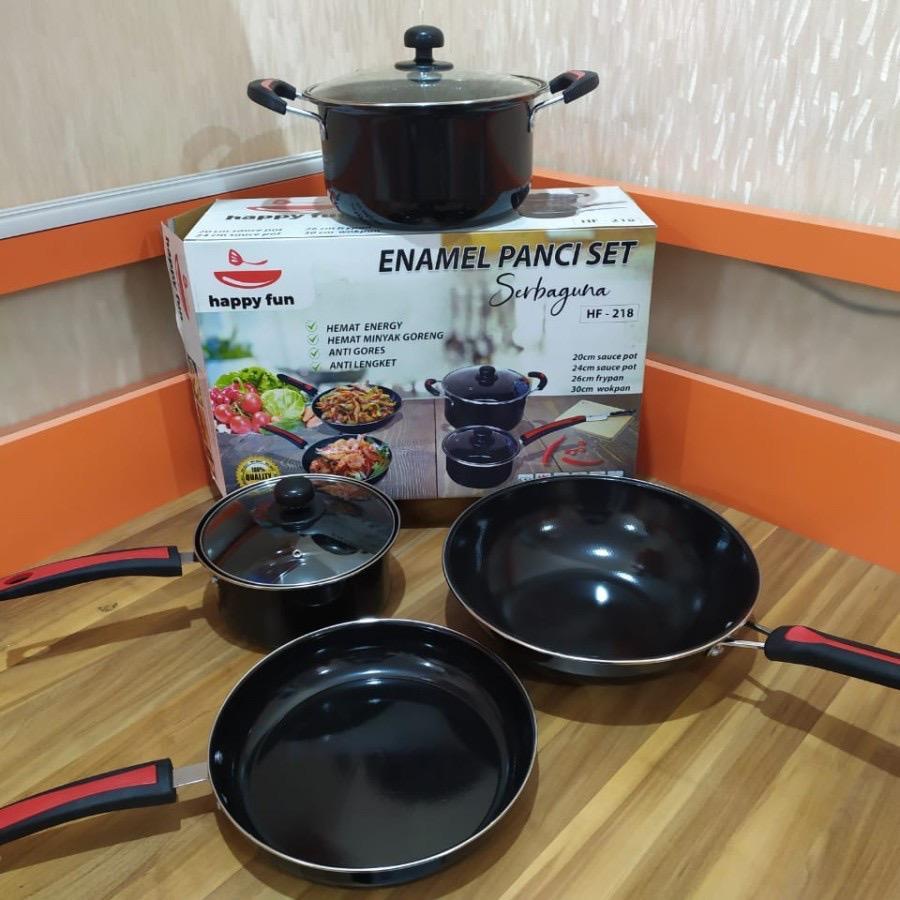 Panci Set Enamel 6 Pcs Happy Fun HF-218 -SERBAGROSIR
