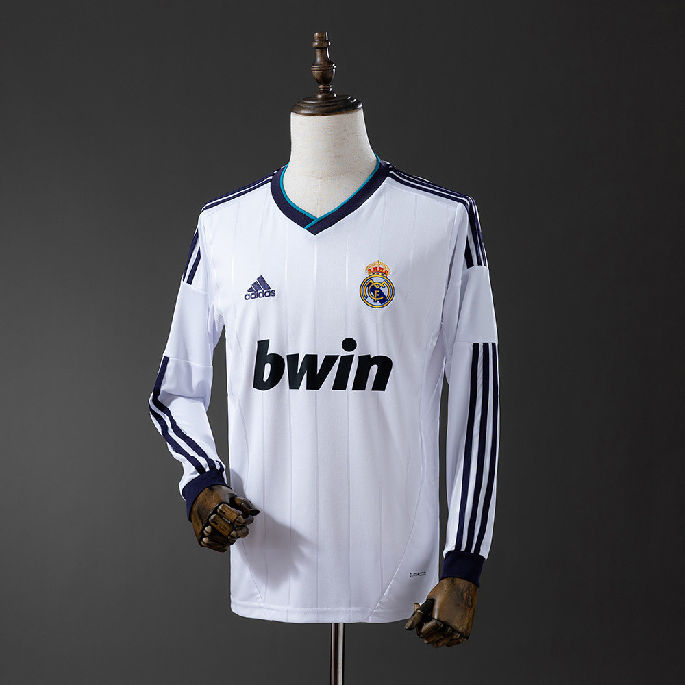 Jersey Retro Real Madrid 12/13 Long Sleeve Home T shirt pria