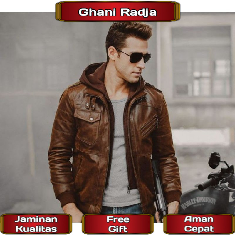 jaket kulit hoodie pria asli domba spinil super premium