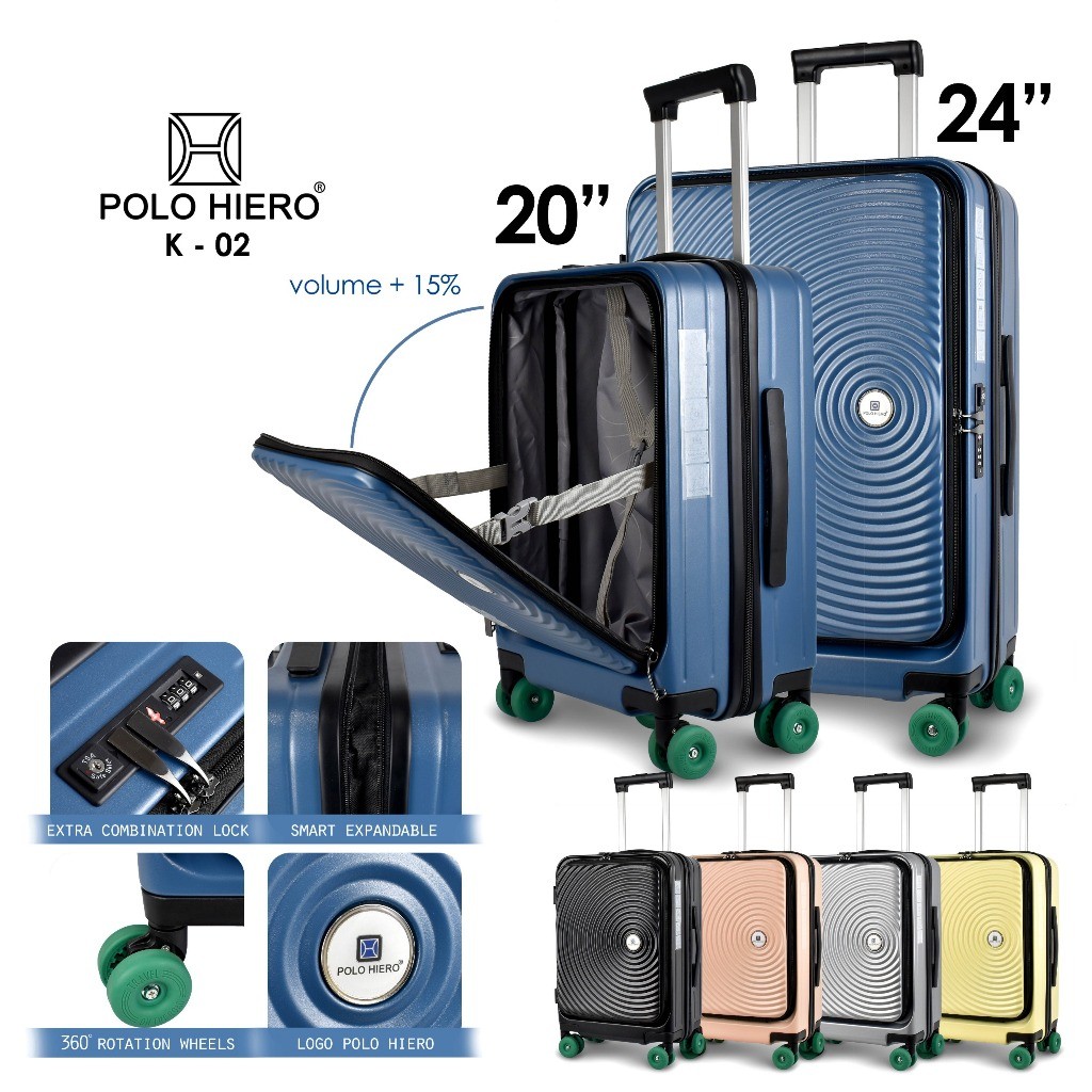 Ransel Importir-Koper Polo Hiero K-02 - 20 & 24 Inch Koper Travel Bisa Perbesar Bahan Polypropylene 