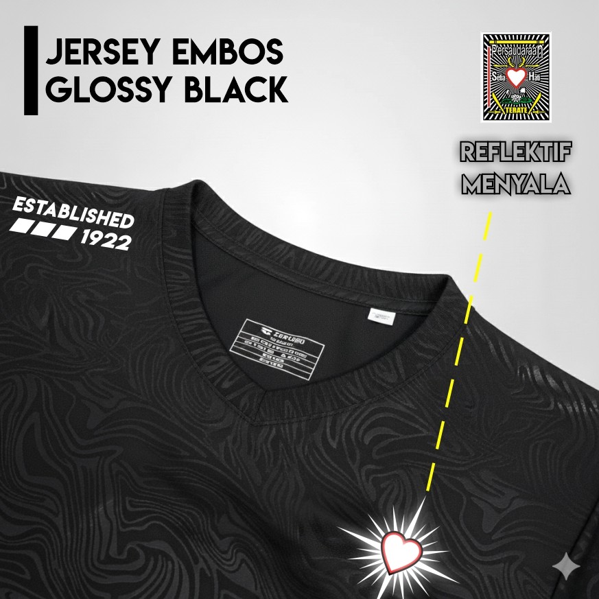 Jersey Setia Hati Terate Embos Menyala Jersey PSHT Hitam Premium Mewah