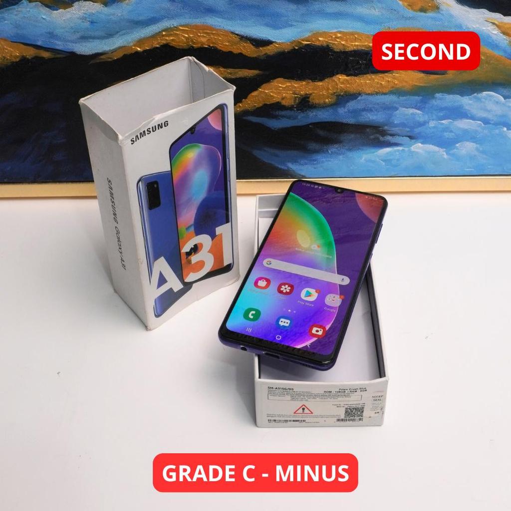 SAMSUNG A31 8/128 GB GRADE C - MINUS HP SECOND ORIGINAL SINAR MUTIARA CELL