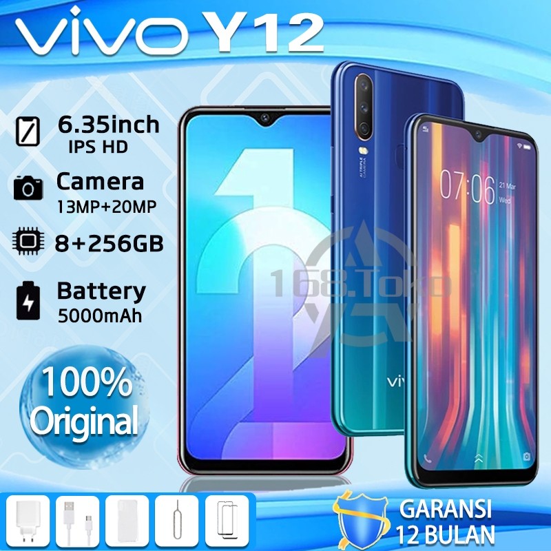 HP VIVO Y12 RAM 8GB/256GB HD 8+13MP 6.35 LCD 5000 mAh 4G Smartphone Android Baru ORI Garansi 1 Tahun