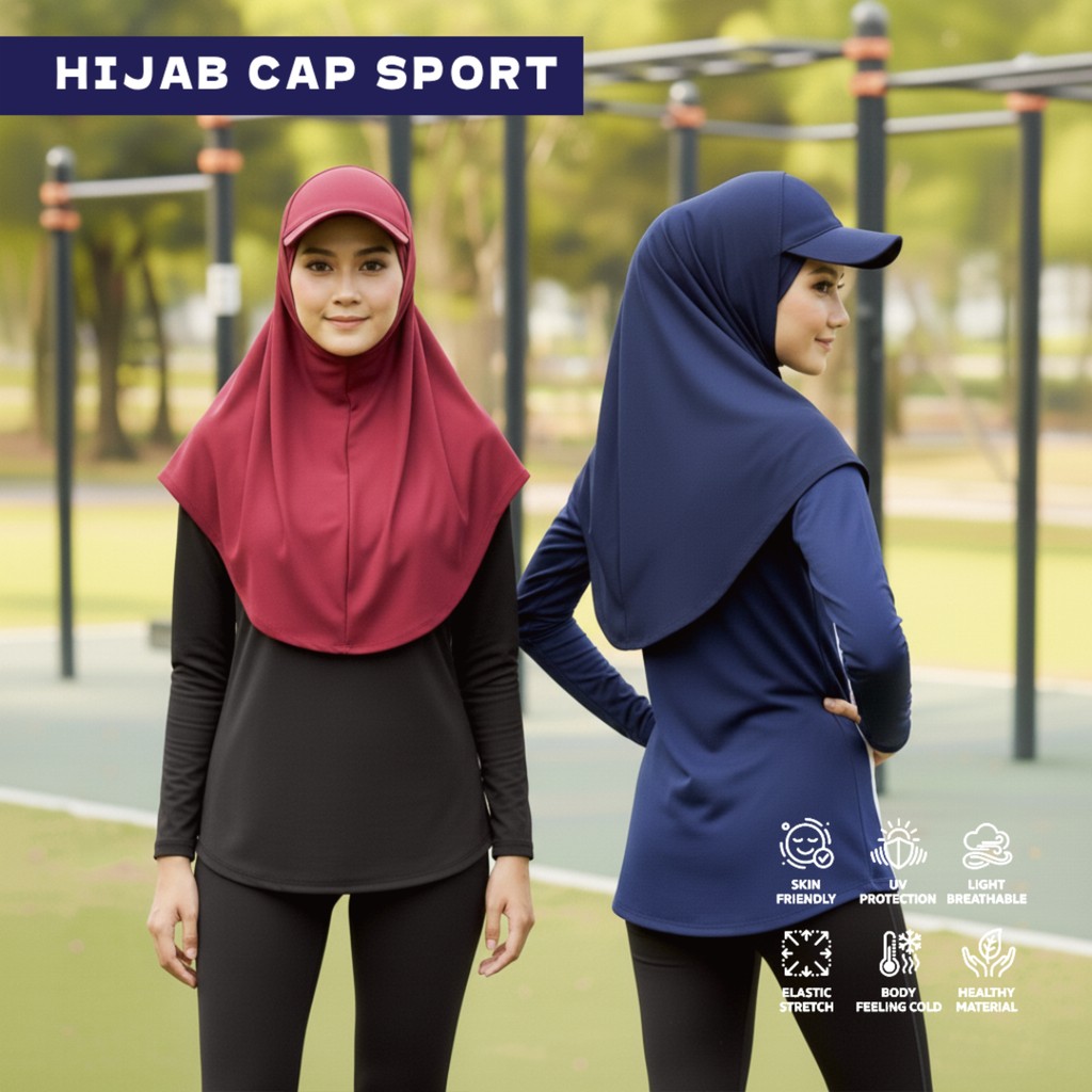 Daily Hijab topi sport kerudung muslimah topi olahraga anti gosong&panas stylish