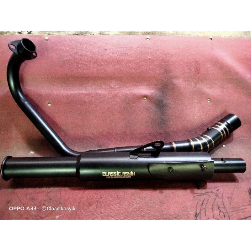 KNALPOT JAPSTYLE W175 TAMENG FULL SYSTEM Suzuki Thunder 125cc  Black Doft. inlet 38