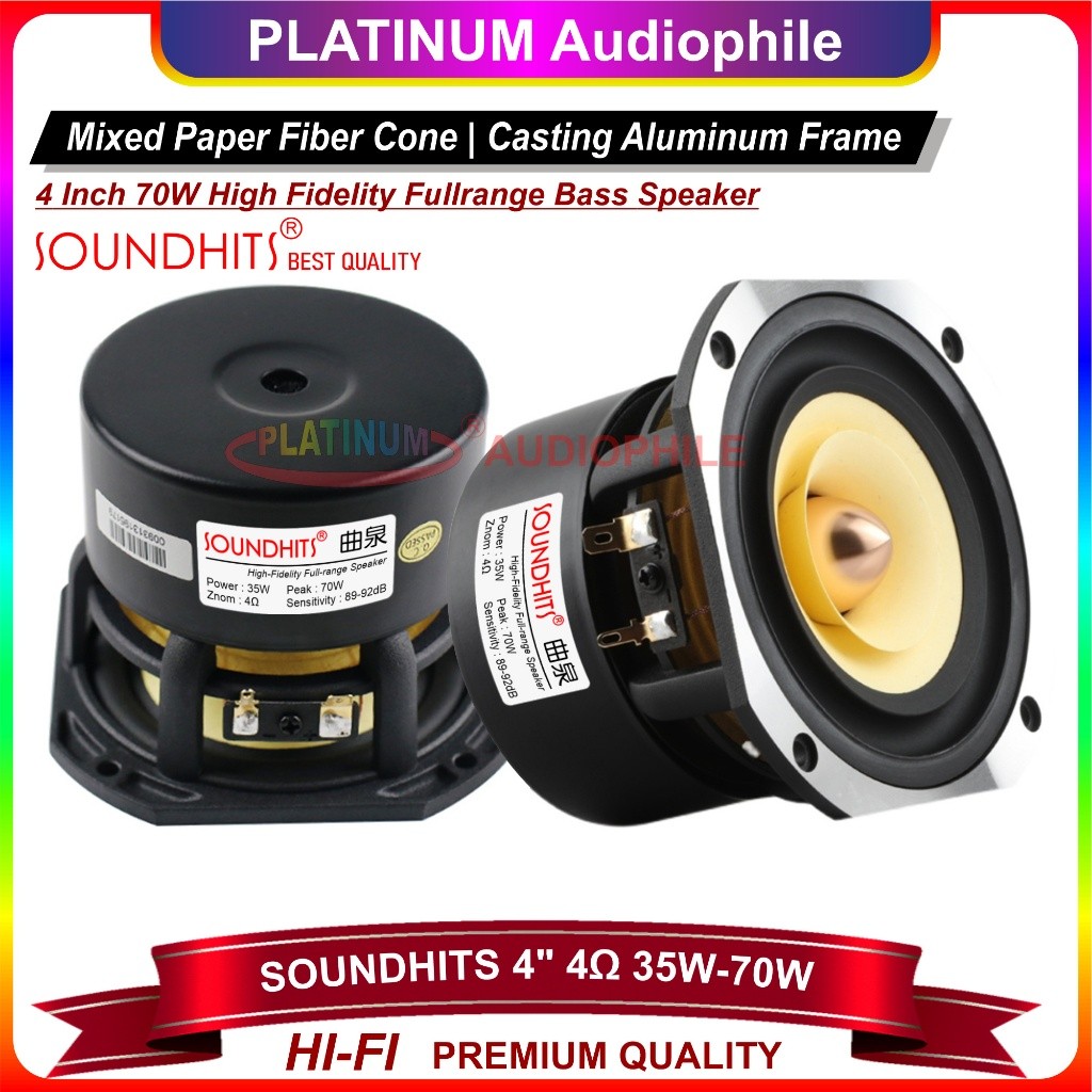 Speaker Full range Bass 4 Inch 4 ohm 70W Hifi Speker 4" Fullrange Aluminium Frame Soundhits SQ-406S