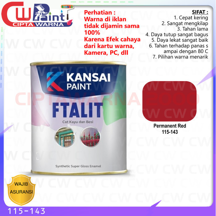Kansai Cat Minyak Besi Kayu Ftalit KF - 143 Permanent Red Merah 1 kg - B5 CWS