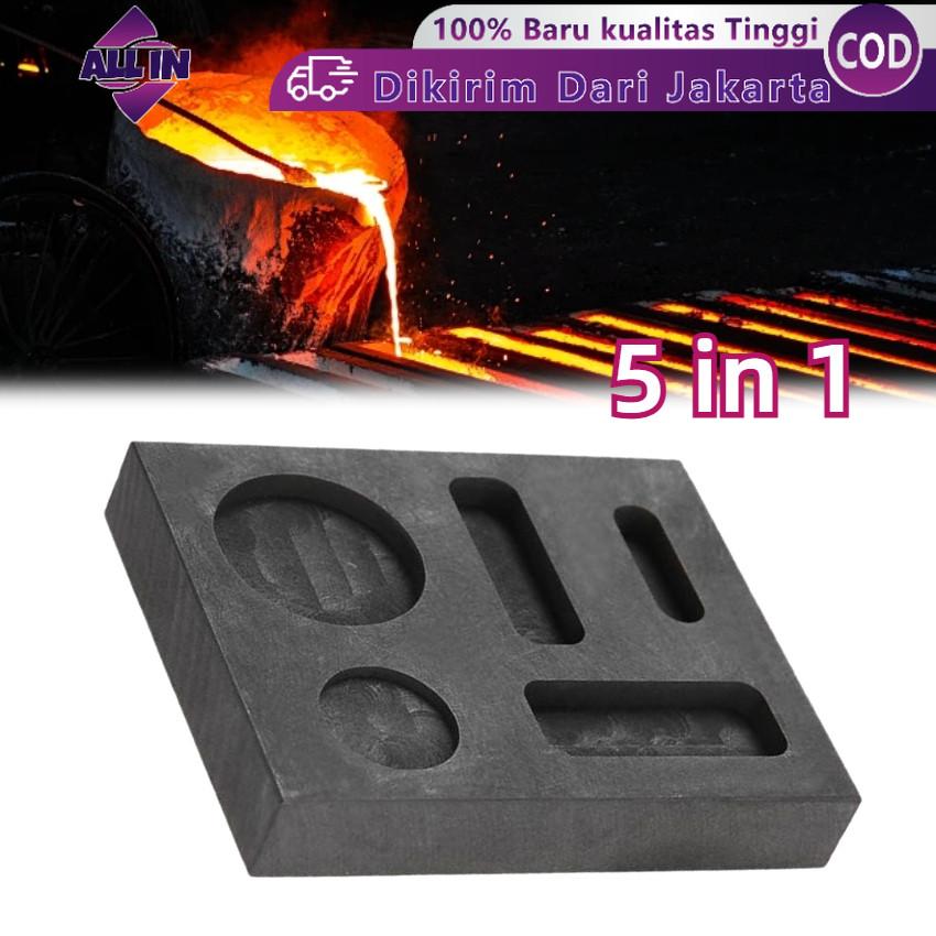 Graphite Ingot Mould 5 In 1 Cetakan Ingot Grafit High Density Emas Silver Aluminium Kaca Bulat Koin
