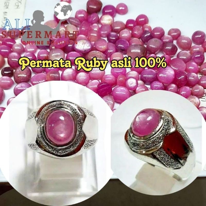 Batu cincin natural asli permata Ruby Johnson star nginden