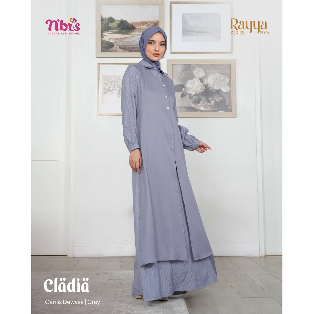 Sarimbit Lebaran Terbaru Gamis Dewasa Cladia Dress Muslim Simple By Nibras