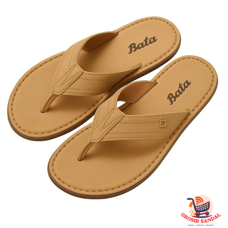 Sandal Bata Japit Pria Bahan Kulit 100% Original | Sandal Santai Harian Nyaman &  Kuat