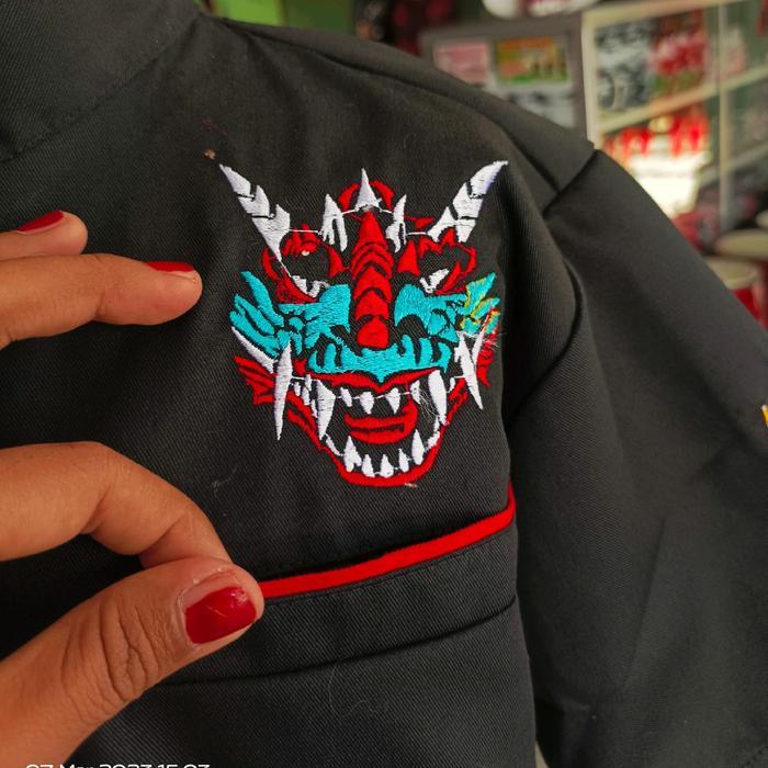 HEM ANAK GAMBAR DEVIL BIRU KAIN UNIONE HEM BARONGAN HEM KESENIAN BAJU TRADISIONAL KOSTUM BARONGAN - 