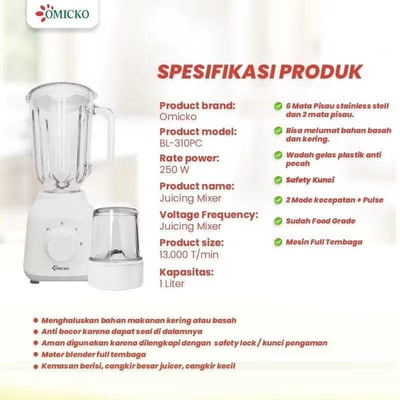 BLENDER OMICKO 2IN1 / BLENDER DAPUR PLASTIK 2IN1 SERBAGUNA OMICKO /BLENDER BUAH/BLENDER ES BATU/BLEN