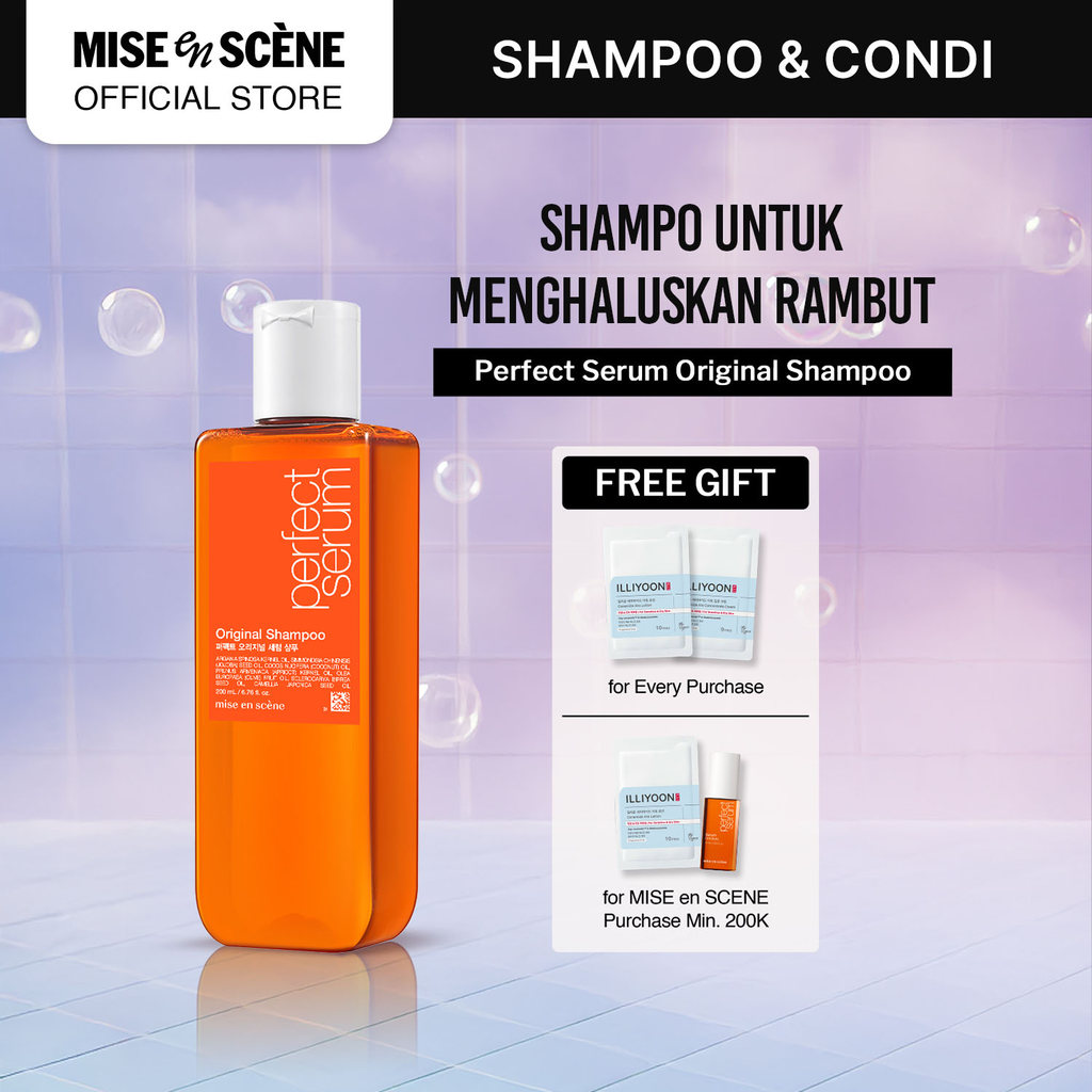 mise en scene Perfect Serum Original Shampoo 200ml - Shampoo Rambut Rusak Melembutkan Tanpa Kusut An