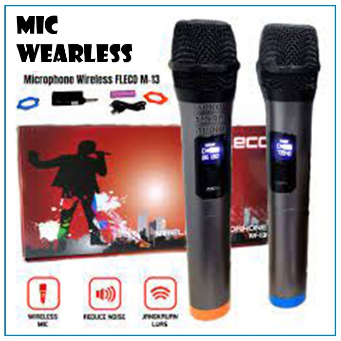 GS COD Mic Professional Wireless Microphone Double isi 2 Fleco M-13 / Mic Wireless Karaoke Fleco M-1
