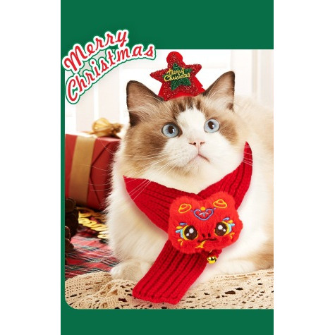 Tail Planet COD  Syal Natal, syal kucing, dekorasi Tahun Baru anjing, syal kucing dan anjing yang da