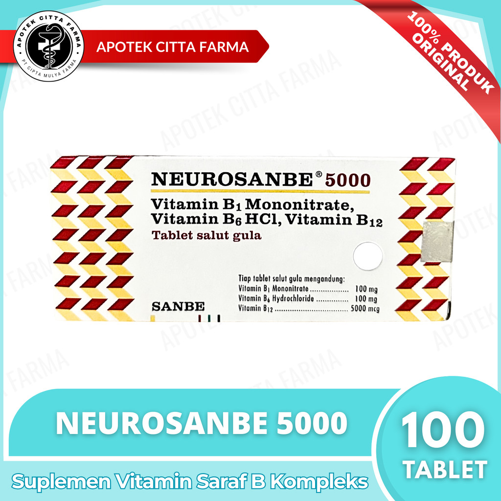 Neurosanbe 5000 Tablet 1 Box - Suplemen Vitamin Neurotropik / Vitamin B Komplex Complex Komplek / Vi