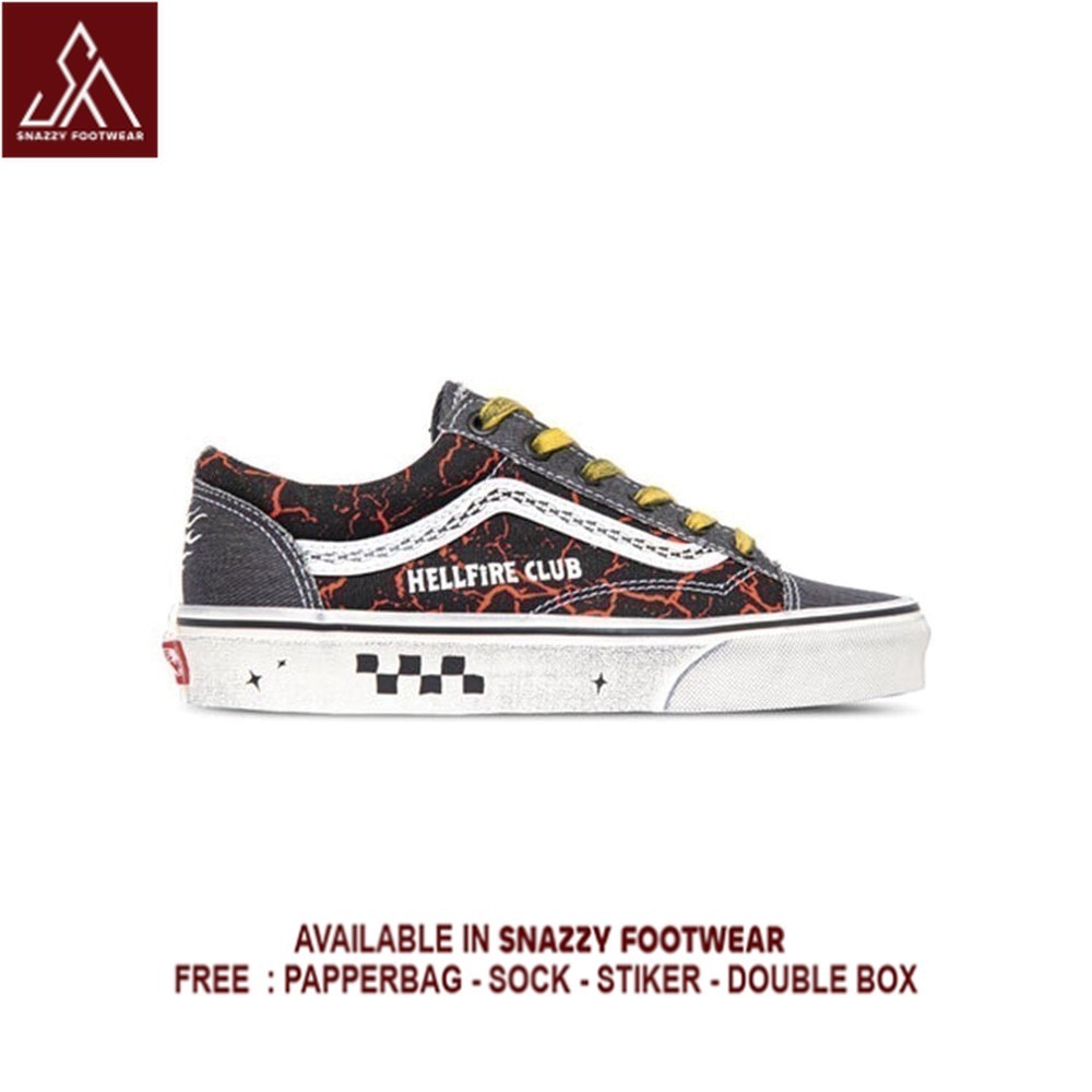Sepatu Sneakers Vans X Stranger Things Style 36 Black Red Yellow 100% Original Unisex