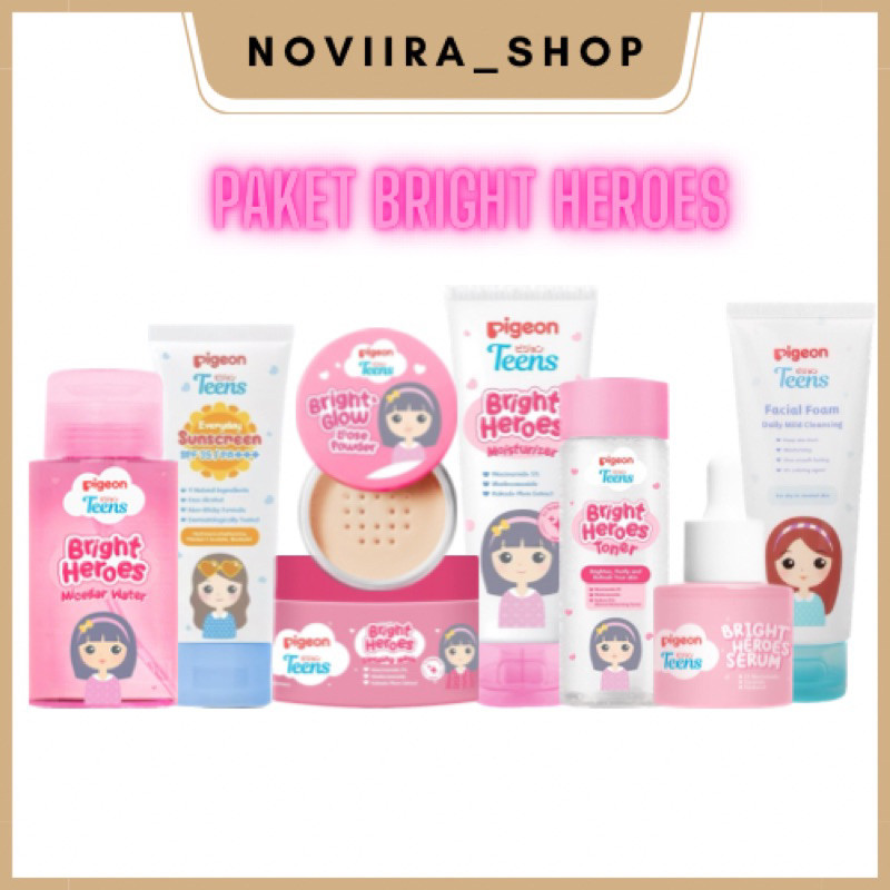 PIGEON TEENS Paket Bright Heroes Mencerahkan | Skincare Anak Pigeon Teens 1 Paket Lengkap