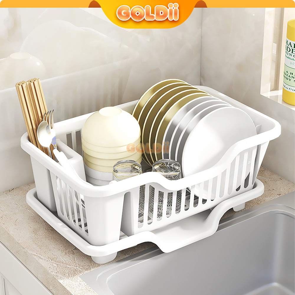 KS - GOLDII - Rak Piring Plastik Tirisan Air Rak Pengering Piring Westafel Minimalis Rak Cuci Piring